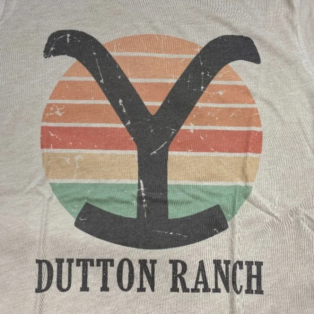 Yellowstone Dutton Ranch Retro Sunset T-Shirt Striped Sunset + BONUS Sticker - Picture 6 of 12